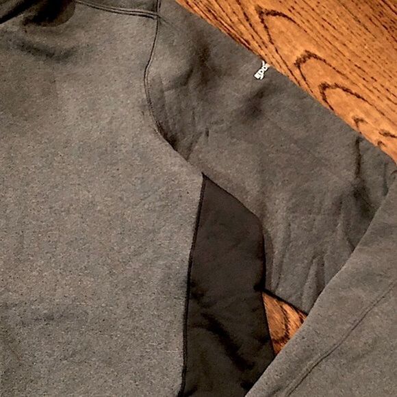 EDDIE BAUER Men’s Grey Black Heathered Stretch Fleece Full Zip Hooded Jacket XL - Picture 7 of 11